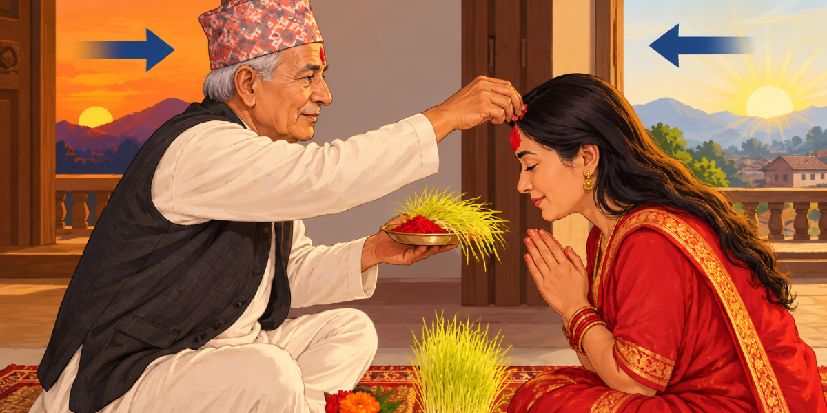 आज दसैँको तेस्रो दिन टीका जमरा लगाउने क्रम जारी